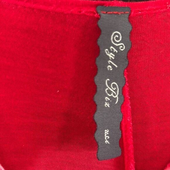 Style Biz Red white tie-dye long maxi dress lightweight rayon size small Fourth - Picture 4 of 6